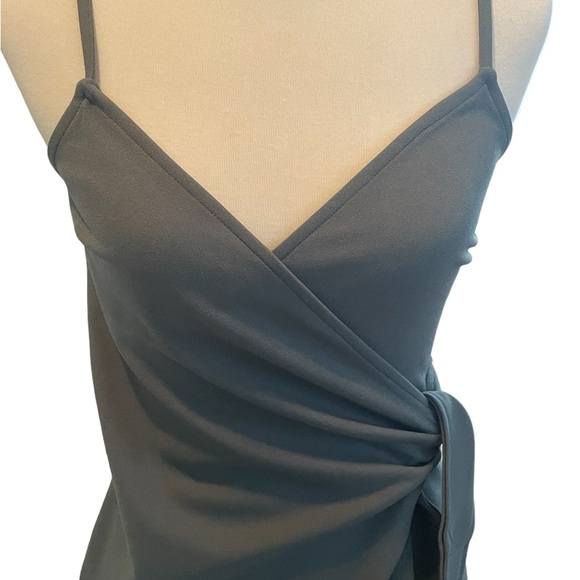 Mind Code olive green knotted wrap mini dress - Picture 8 of 10